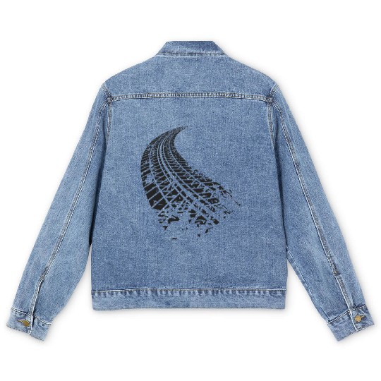 Dirty tire tracks fading into the horizon Men's Denim Jackets