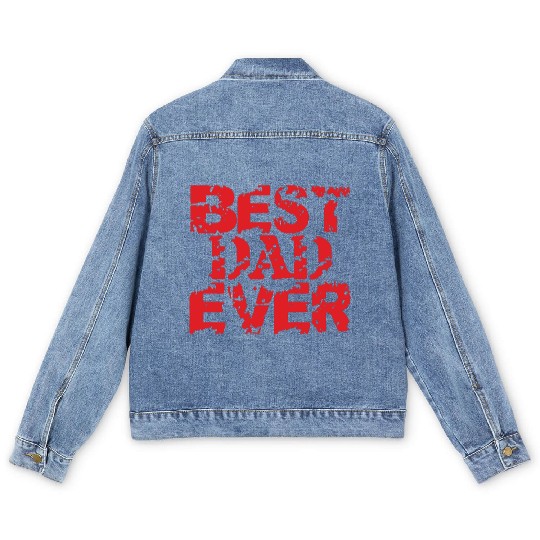 Red Best Dad Ever Men's Denim Jackets