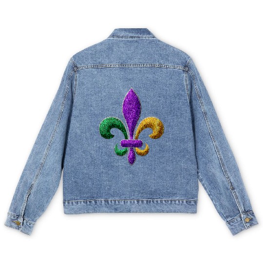Mardi Gras New Orleans SaintsFleur De Lis Bling Men's Denim Jackets