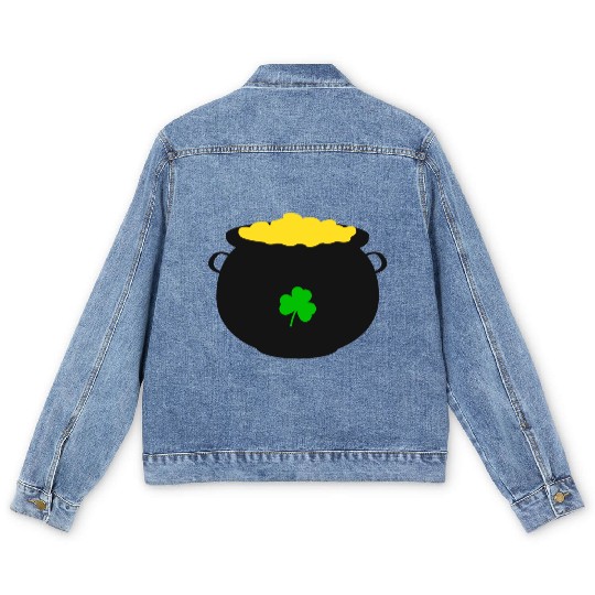 Pot of Gold St Patricks Day Men's Denim Jackets