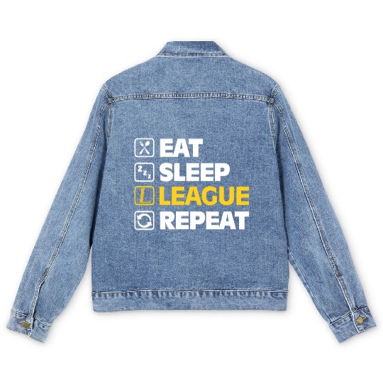 Eat Sleep League Repeat Bronze Master Legend LoL Men's Denim Jackets