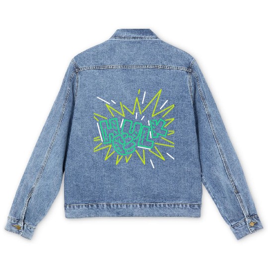 Neon Hulk Men's Denim Jackets By Marvel Design By Humans----PD