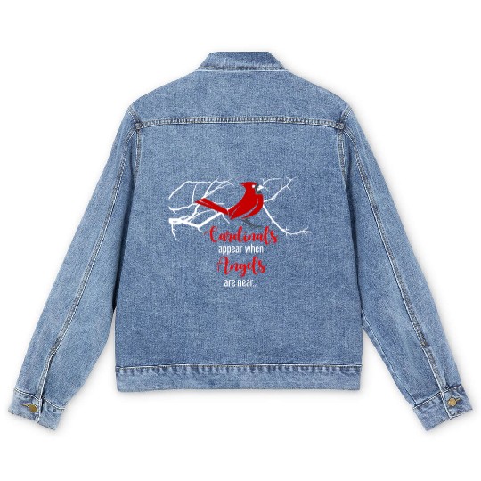 Cardinals Appear When Angels Are Near Bird Animal Men's Denim Jackets