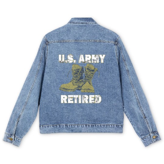 US Army Retired Distressed With Logo Short Sleeve Men's Denim Jackets
