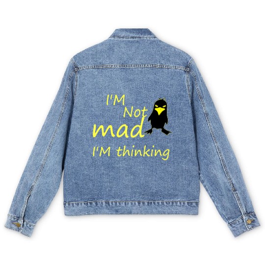 I'm Not Mad I'm Thinking Cute Angry Bird Men's Denim Jackets