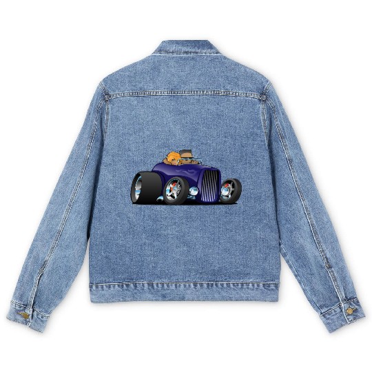 Highboy hot rod deep purple roadster Men's Denim Jackets