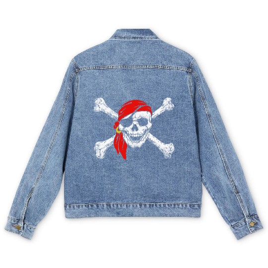Pirate Skull Crossbones Men's Denim Jackets