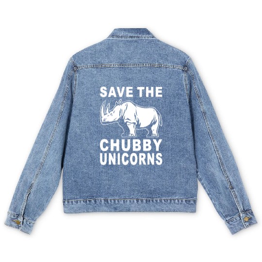 Save the Chubby Rhinoceros Funny Men's Denim Jackets