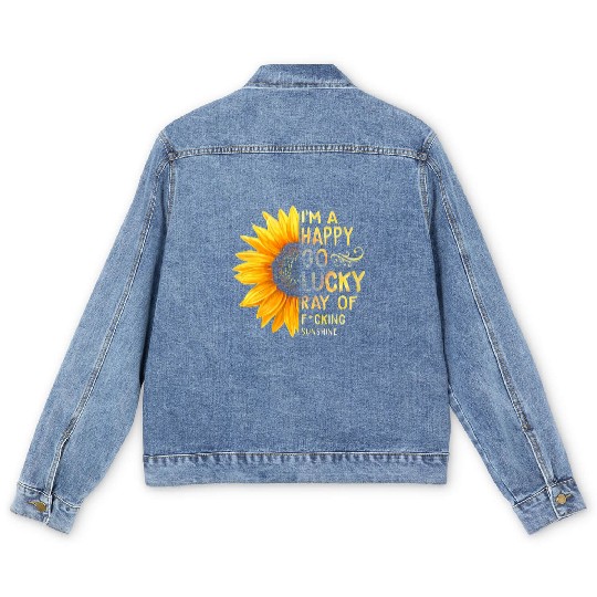 I'm A Happy Go Lucky Ray of Sunshine Sunflower Men's Denim Jackets