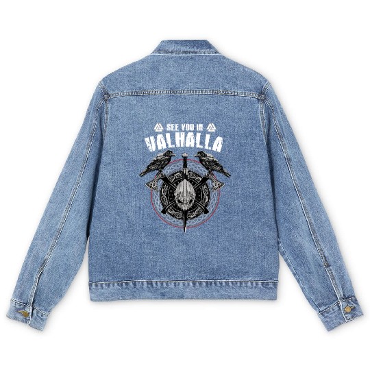 Valhalla Odin design with Huggin and Muninn and Men's Denim Jackets
