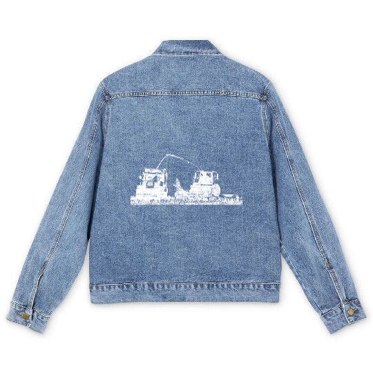 Corn chopper chopping corn harvester farmer Men's Denim Jackets