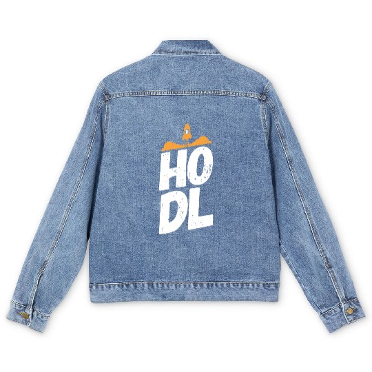 Bitcoin Crypto Cryptocurrency Sayings HODL Men's Denim Jackets