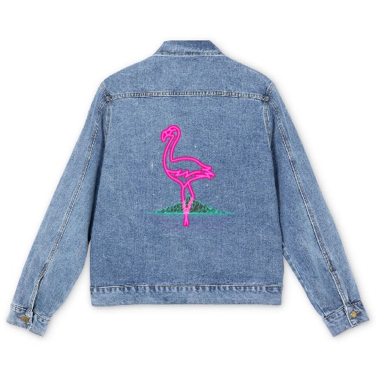 Retro Flamingo Gift Idea Men's Denim Jackets