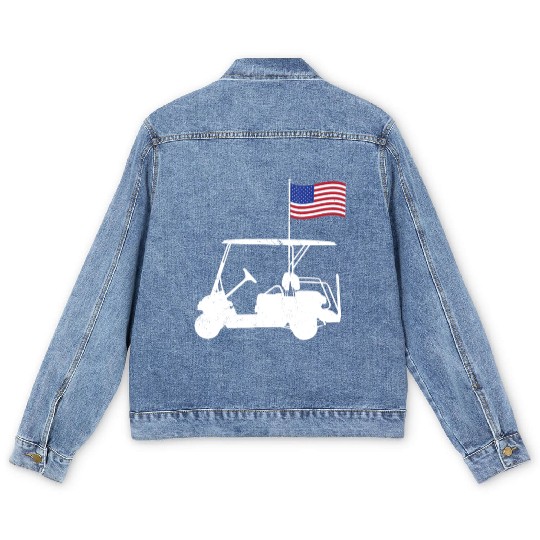Funny Patriotic Golf Wear USA Flag Golf Cart Men's Denim Jackets