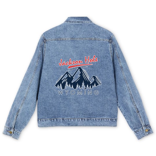 Jackson Hole Wyoming Men's Denim Jackets Vintage City Retro Tshi