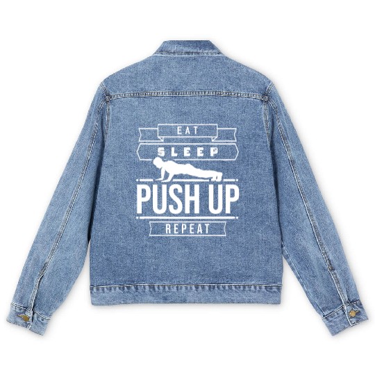Push Postal Service Body Weight Fitness Gym Push Up Men's Denim Jackets