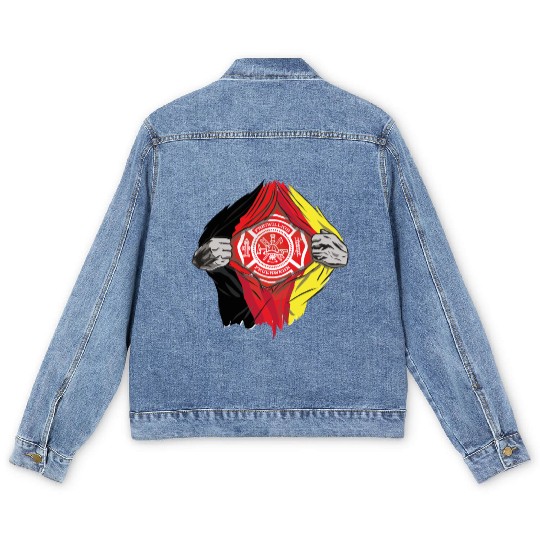 German Volunteer Fire Brigade Firefighter Men's Denim Jackets