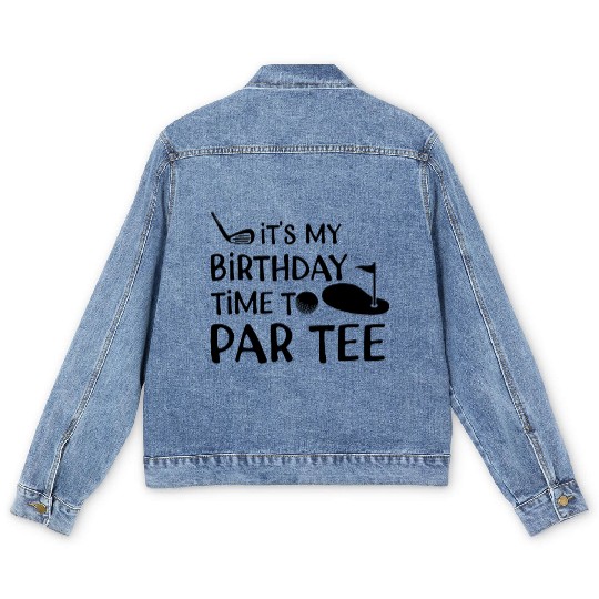 Its My Birthday Time Par Men's Denim Jackets Cool Mini Golf
