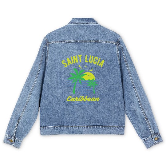Saint Lucia Caribbean Paradise Gift and Souvenir Men's Denim Jackets