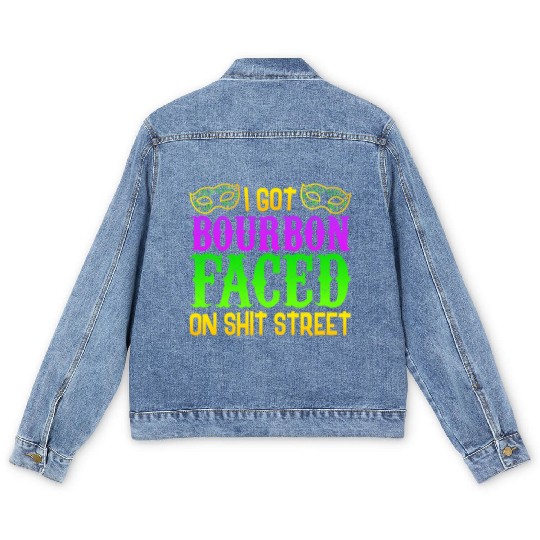 New Orleans Drinking Men's Denim Jackets, Funny Shit Faced On Bo