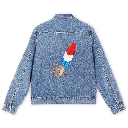 Fireworks Popsicle American Flag 4th of July Men's Denim Jackets