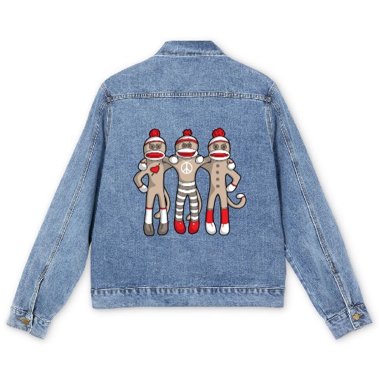 Sock Monkey Buddies Men's Denim Jackets