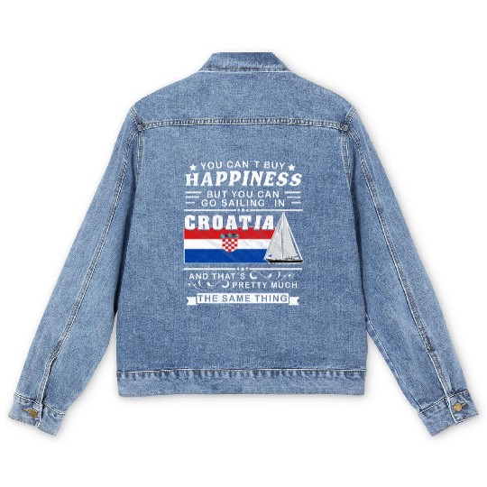Croatia sailing, sailing ship Mediterranean gift Men's Denim Jackets