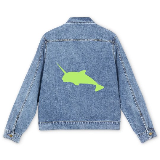 Sharp narwhal in green uniwhale Men's Denim Jackets