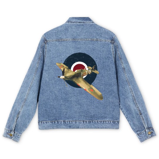 Hawker Hurricane RAF WW2 Fighter Plane Men's Denim Jackets