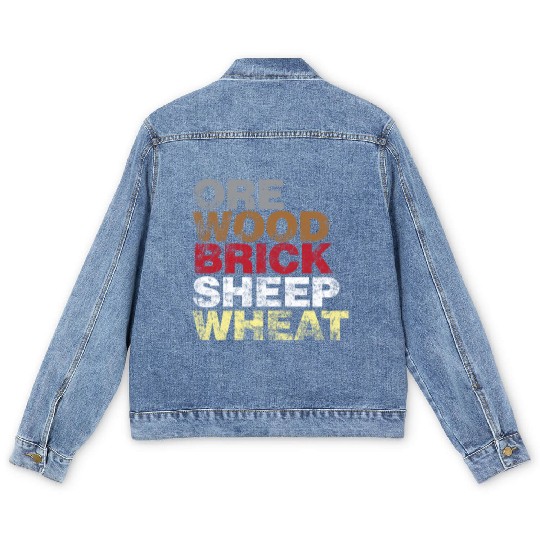 Ore Wood Brick Sheet Wheat Funny Settlers Board Men's Denim Jackets