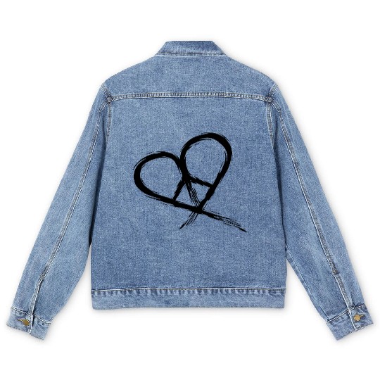 Peace Symbol Hippie Heart Peace Freedom Love Men's Denim Jackets