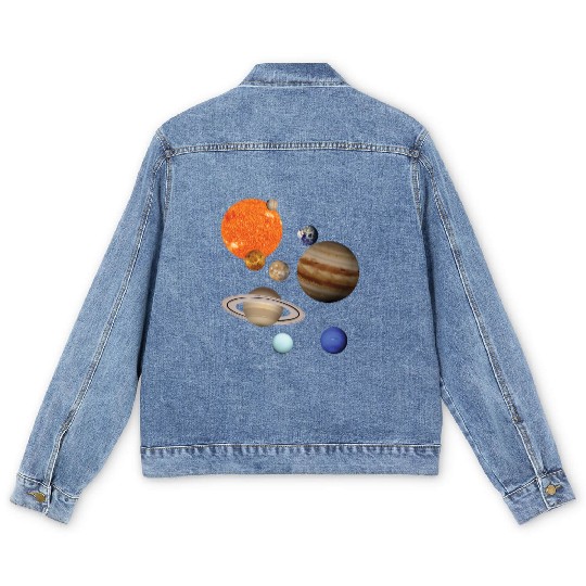 realistic Solar System planet Outer Space Explorer Men's Denim Jackets