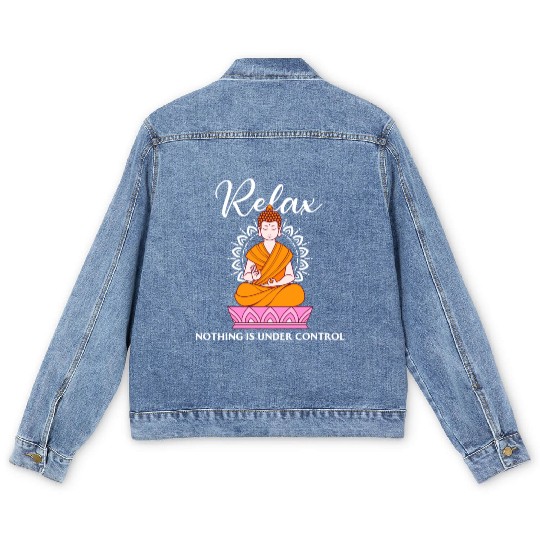 Buddha Quote india hindu shanti Buddhist Relax Men's Denim Jackets