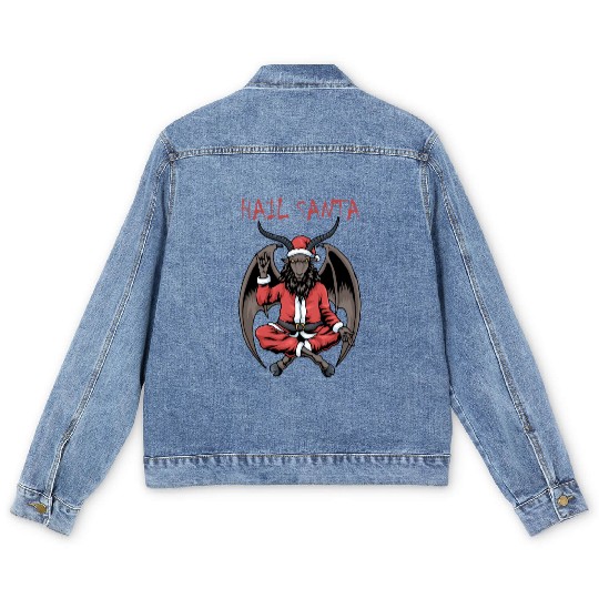 Christmas Hail Santa Satanism Goat Baphomet Satan Men's Denim Jackets
