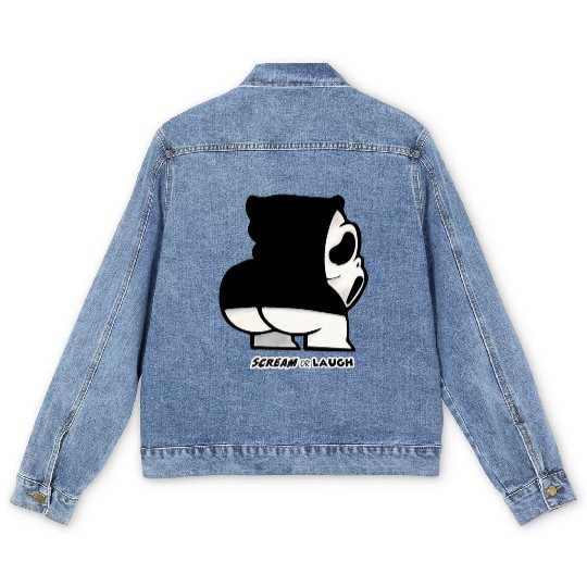 Ghost creature scream or laugh Men's Denim Jackets