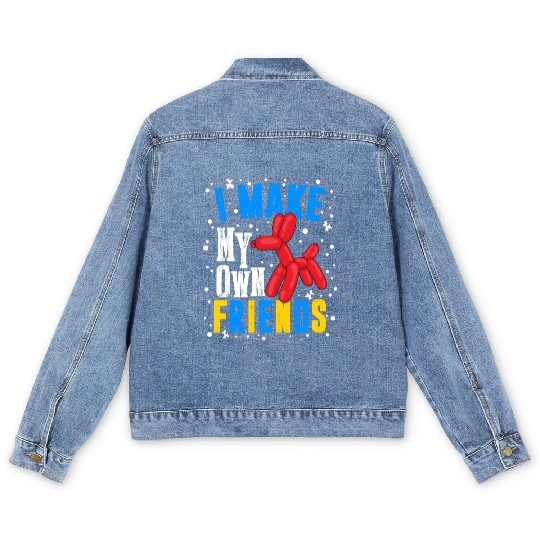 Balloon Animal Make Own Friends Twisting Dog Men's Denim Jackets