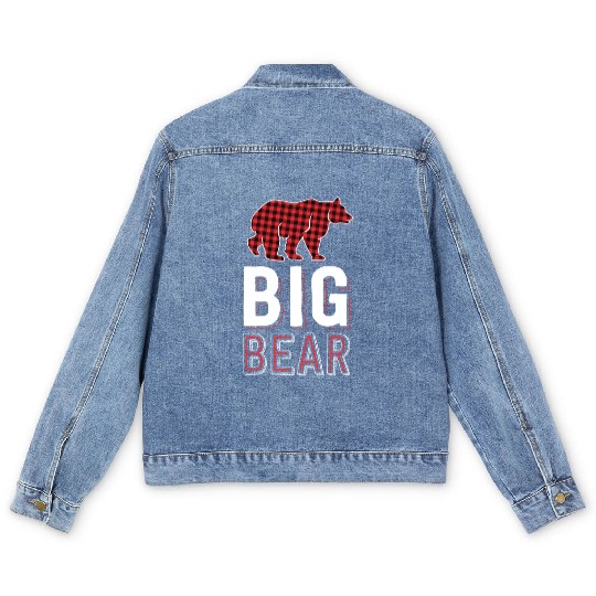 Big Bear Kids Red Buffalo Plaid Matching Family Men's Denim Jackets