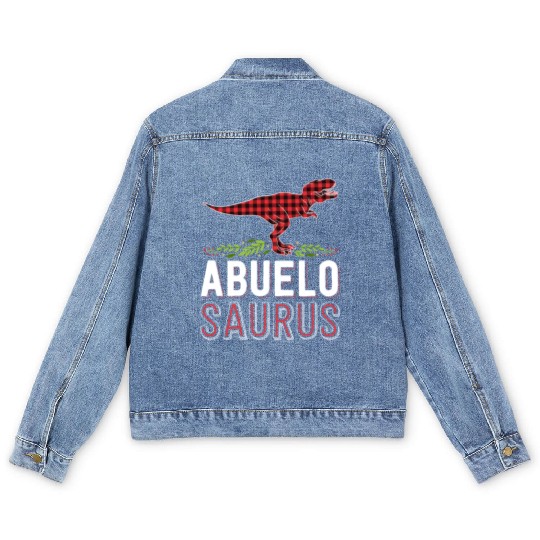 Abuelo Saurus T Rex Red Plaid Matching Family Men's Denim Jackets