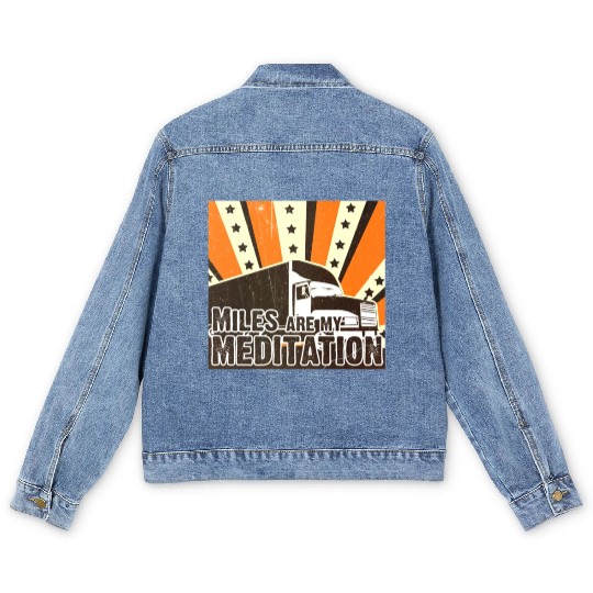 Truck Driver Load Miles Happy Trucker Road Runner Men's Denim Jackets