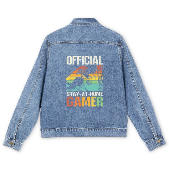 Official stay-at-home Gamer arcade player Men's Denim Jackets