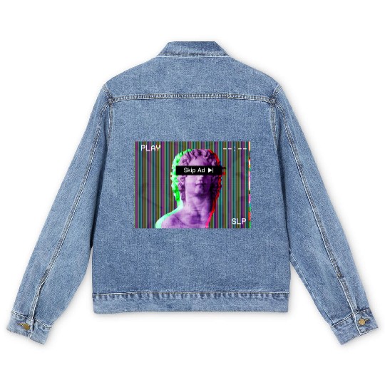 Aesthetic Vaporwave Statue Skip Ad Online Men's Denim Jackets