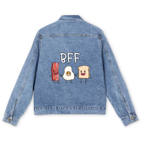 Fried egg bacon and toast best friends forever Men's Denim Jackets