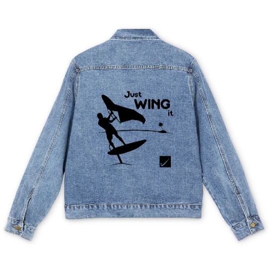 wing surfing - just wing it Men's Denim Jackets