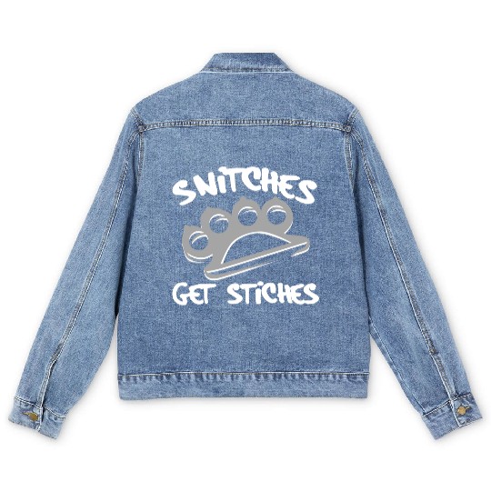 Cool Thug Life Men's Denim Jackets For Gangster "Snitches Get
