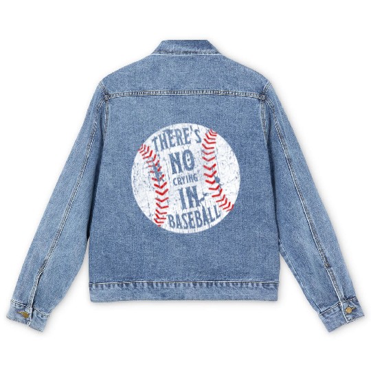 There's No Crying In Baseball I Love Sport Softba Men's Denim Jackets