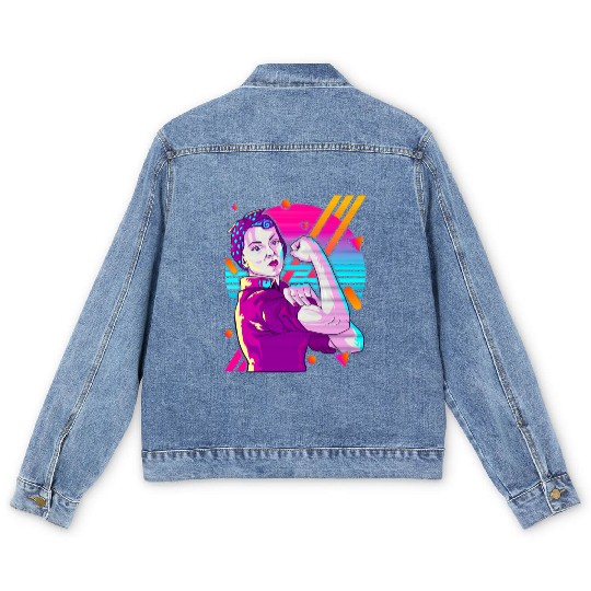 Rosie The Riveter Vaporwave Men's Denim Jackets