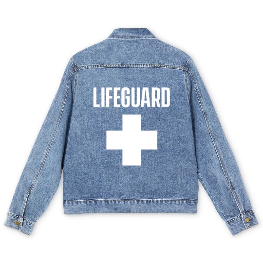 Team Lifeguard Life Guard Pool Attendant Guards Men's Denim Jackets