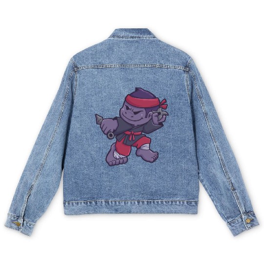 Gorilla Monkey Ninja Samurai gift Men's Denim Jackets