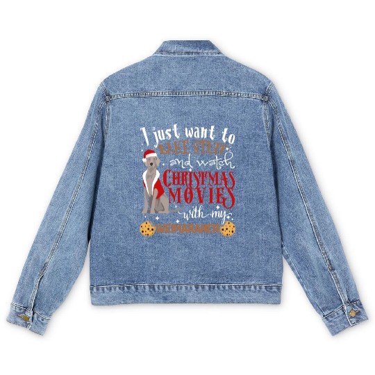 Watch Christmas Movies With My Weimaraner Dog Love Men's Denim Jackets