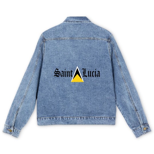 Saint Lucia Flag Blackletter St Lucia Caribbean Men's Denim Jackets